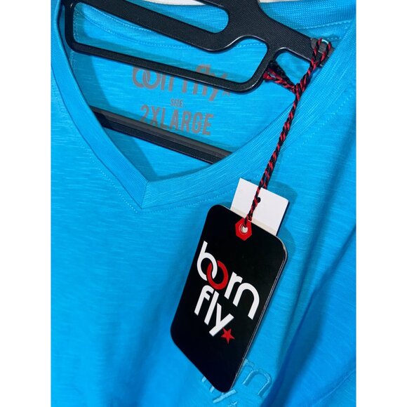 Born Fly Men's Comfy V-Neck T-Shirt Knit Casual Top, Teal Blue, Size XXL, NWT - Picture 3 of 5
